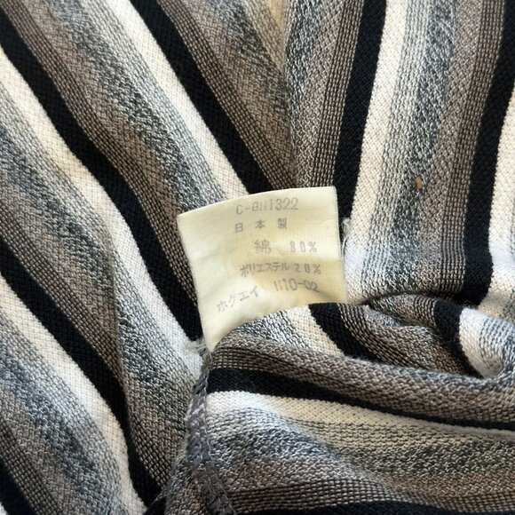 Vintage Claudio Valentino Men's Striped Gray/Black Polo T-Shirt - Size XL (3L) - Picture 6 of 6